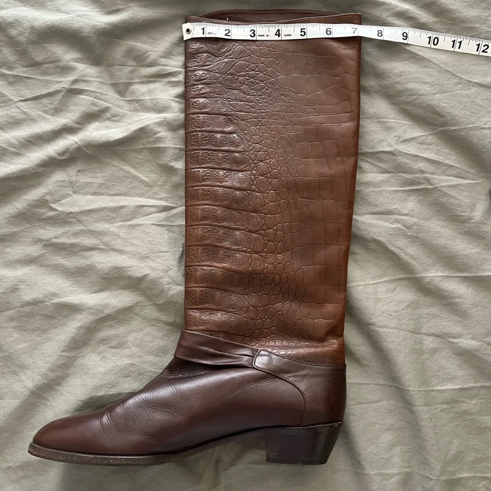 Italian Leather Knee High Boots - Picture 1 of 3